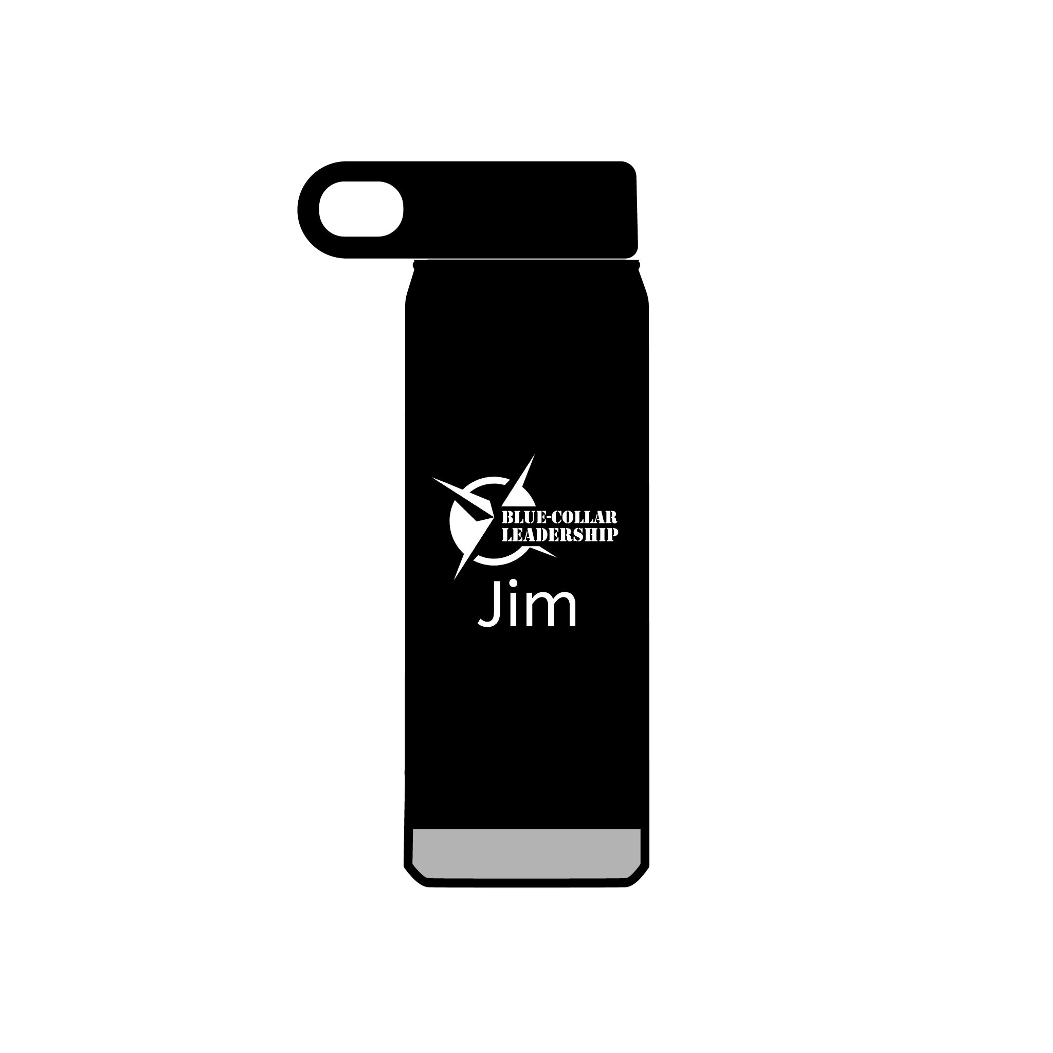 20oz Personalized Water Bottle – Blue-Collar Leadership Logo with Your Name