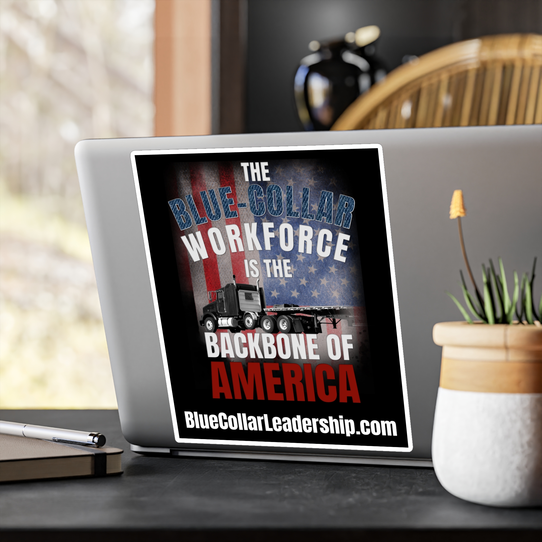 Blue-Collar Workforce Vinyl Sticker — "The Backbone of America" Big Rig Trucker Kiss-Cut Decal - Image 3