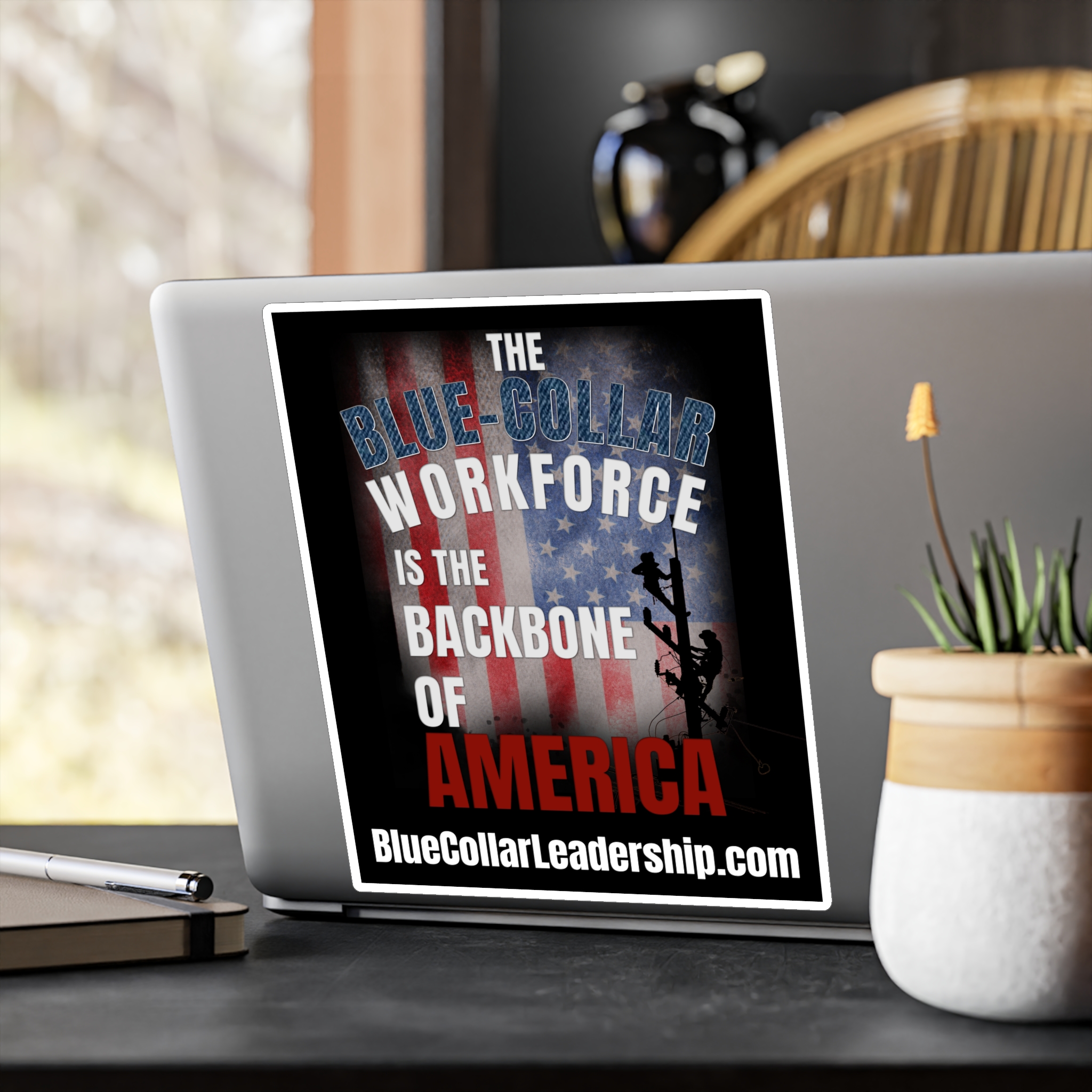 Blue-Collar Workforce Vinyl Sticker — "The Backbone of America" Lineman Kiss-Cut Decal - Image 3