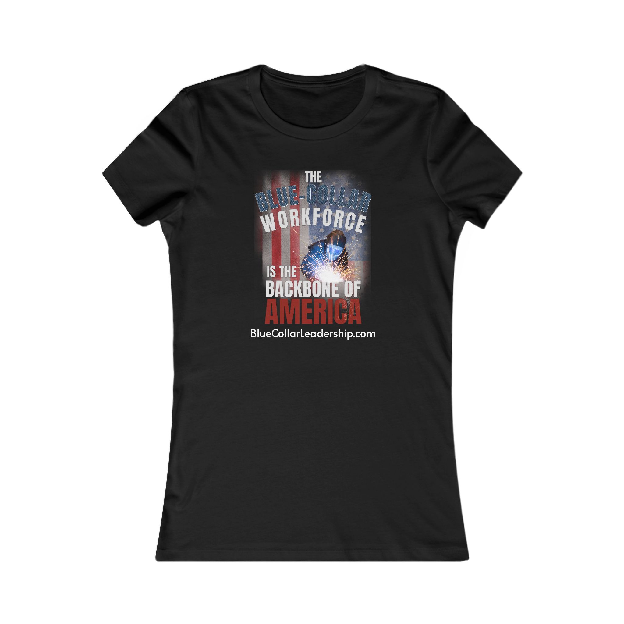 Blue Collar Workforce Women’s Tee – “The Blue Collar Workforce Is the Backbone of America” Welder Design - Image 3