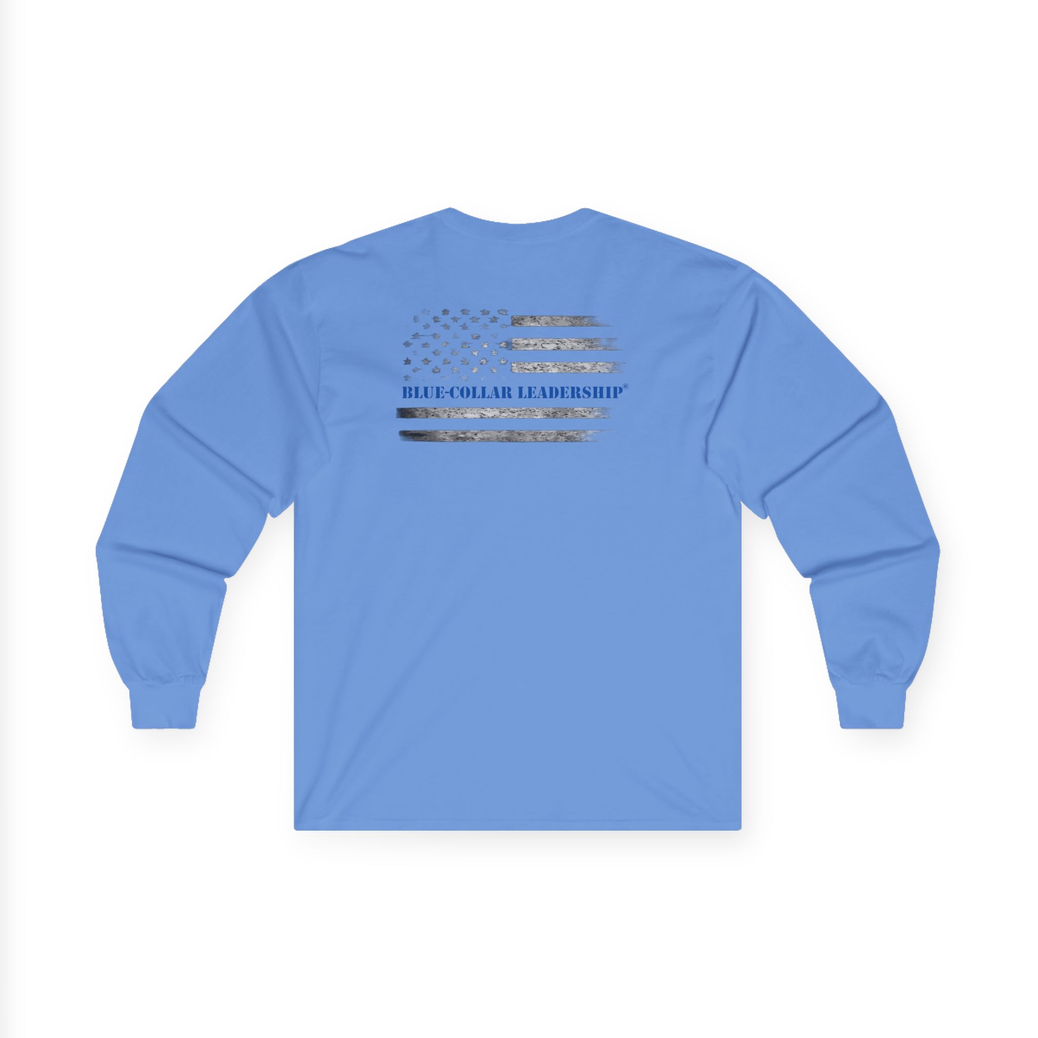 Long Sleeve Tee — "Behind Every Blue-Collar Man Is A Woman Praying" (Thin Blue Line Flag) - Image 11