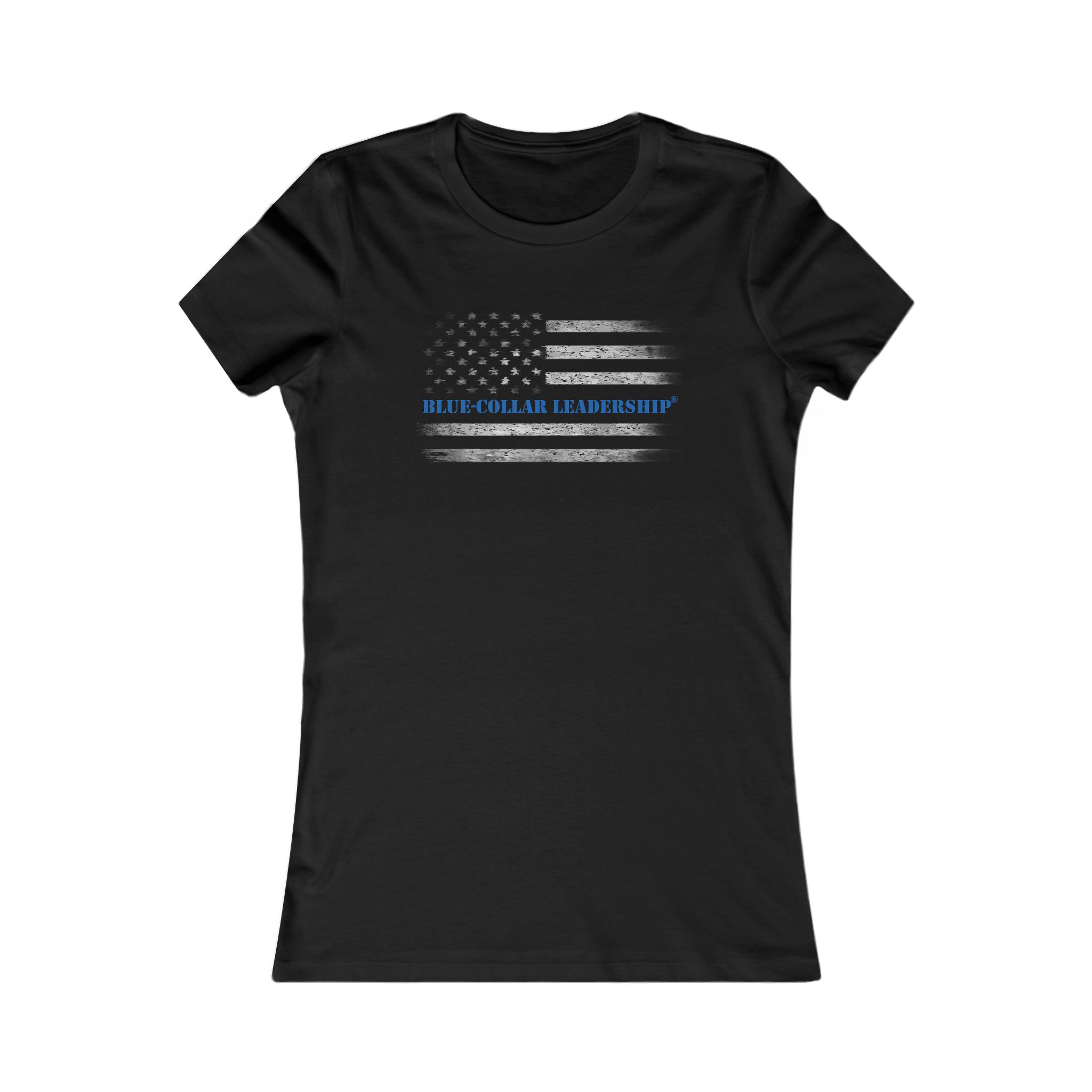 Blue-Collar Leadership Women’s Tee — Distressed American Flag Design - Image 3