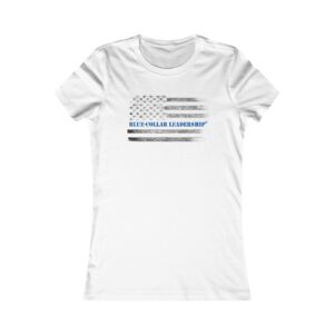 Blue-Collar Leadership Women’s Tee — Distressed American Flag Design