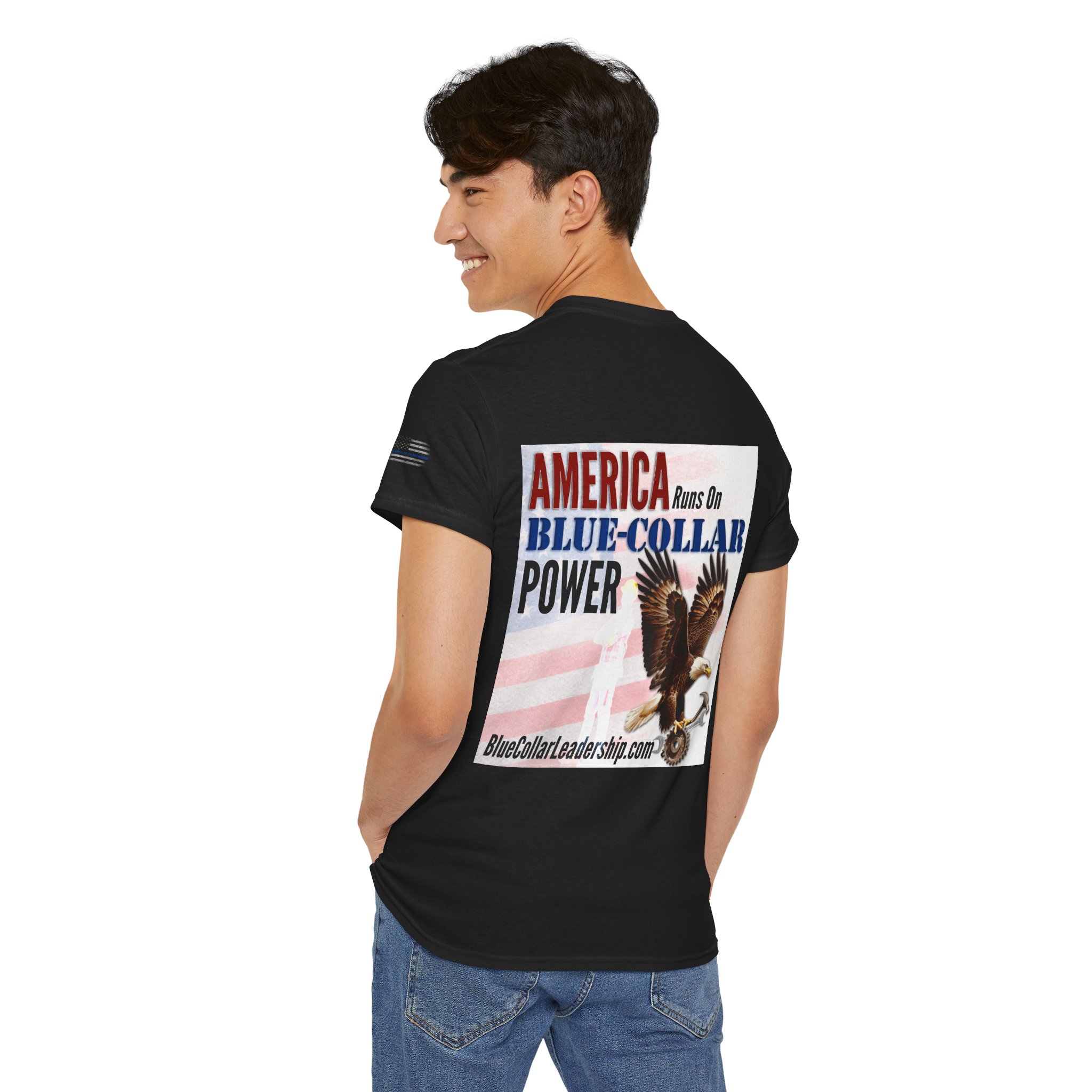 Blue-Collar Power Tee — "America Runs on Blue-Collar Power" Patriotic Eagle T-Shirt - Image 7