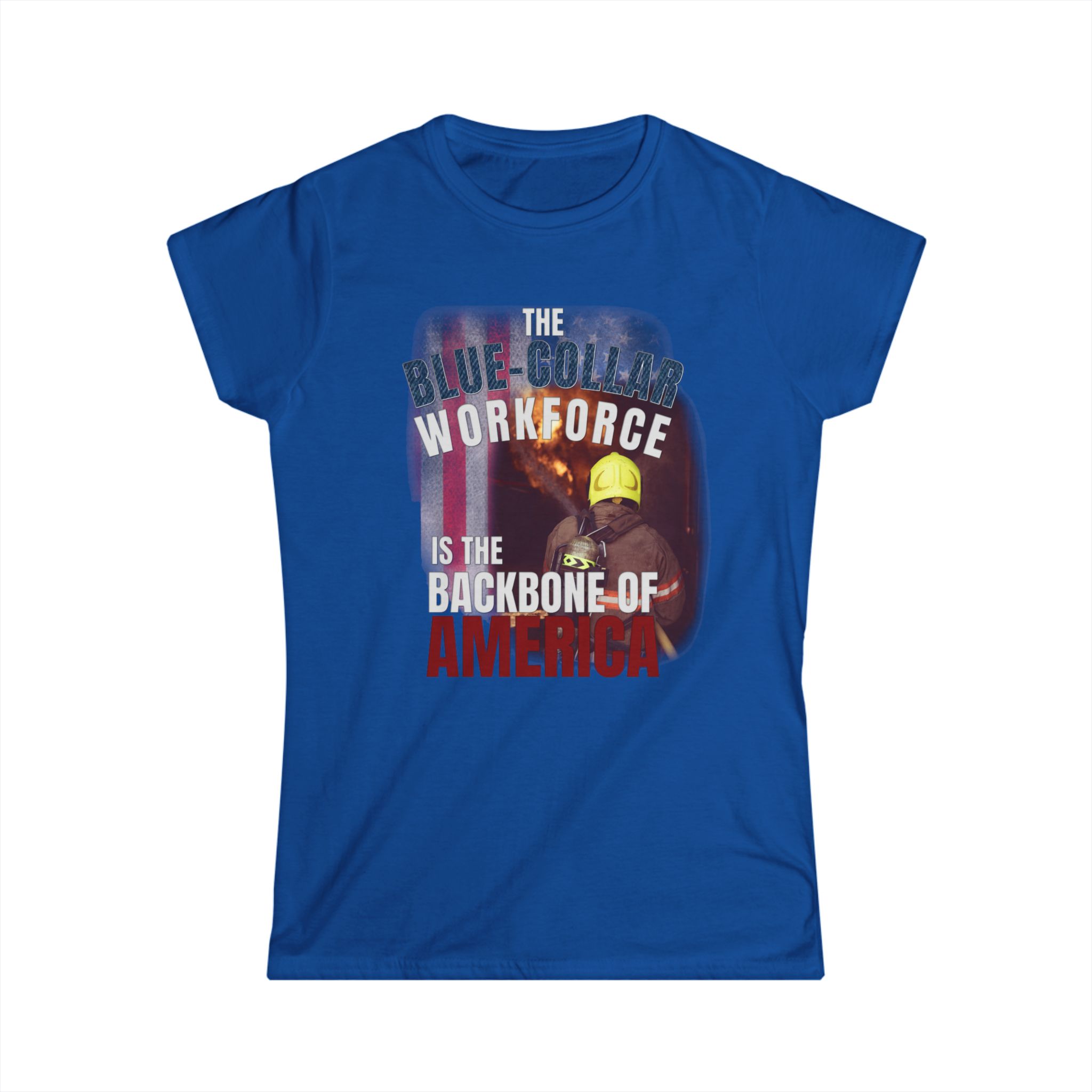 Blue-Collar Workforce Women's Tee — "The Blue-Collar Workforce is the Backbone of America" Patriotic Workwear Shirt - Image 9