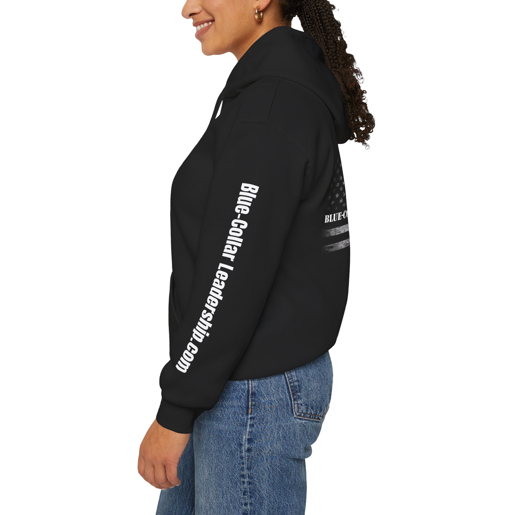 Blue-Collar America Trackhoe Hoodie — Backbone of America Workwear Pullover - Image 3