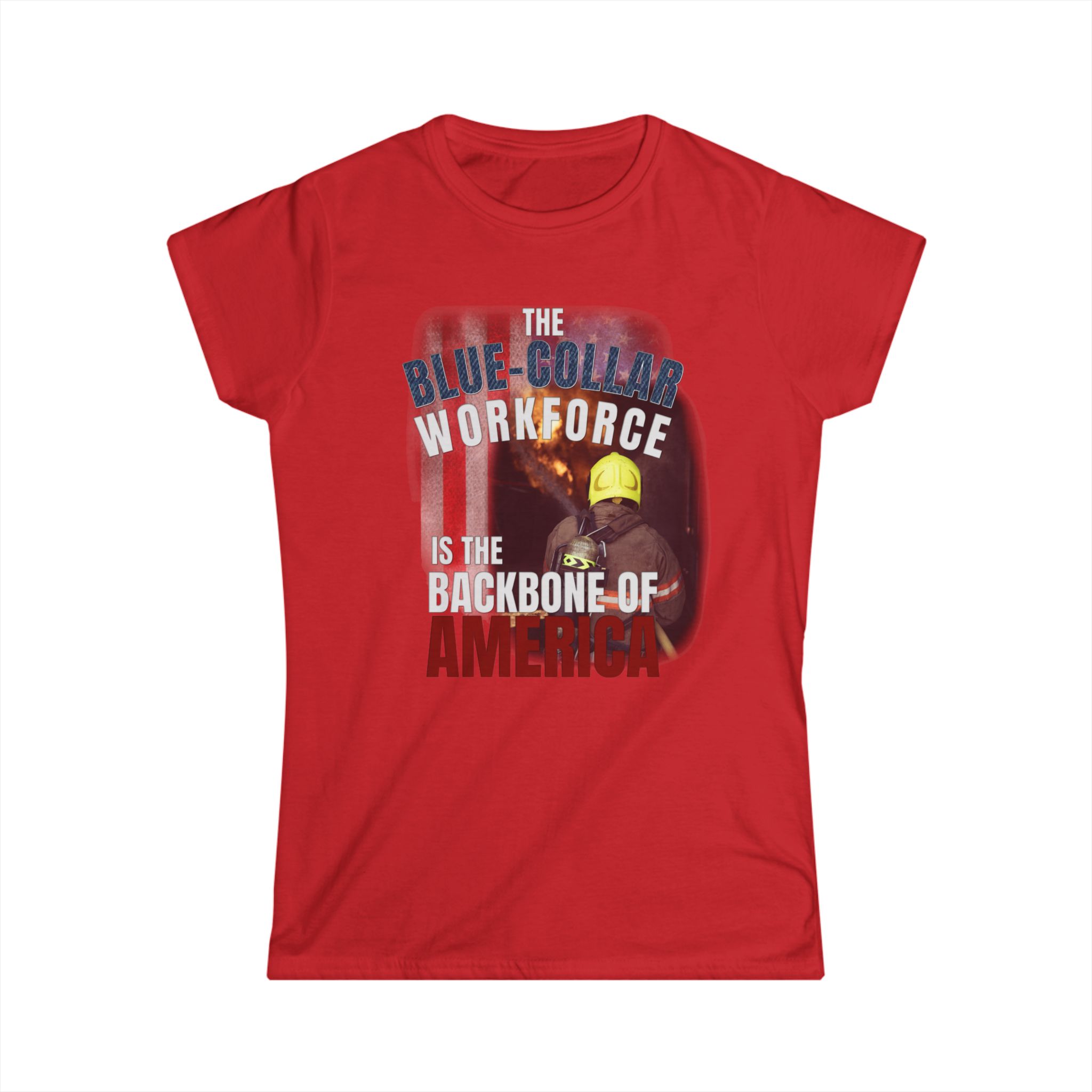 Blue-Collar Workforce Women's Tee — "The Blue-Collar Workforce is the Backbone of America" Patriotic Workwear Shirt - Image 13