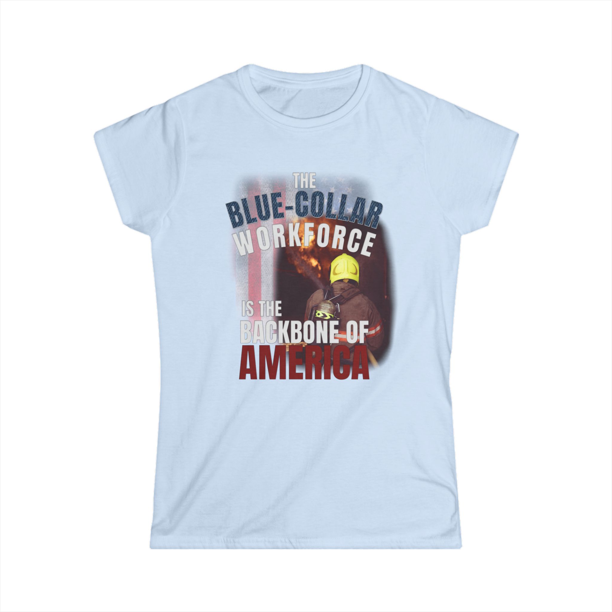 Blue-Collar Workforce Women's Tee — "The Blue-Collar Workforce is the Backbone of America" Patriotic Workwear Shirt - Image 7