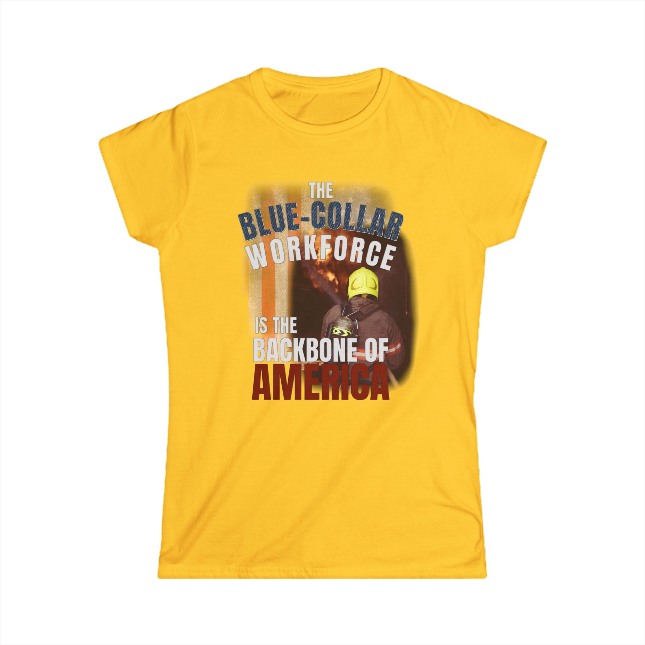 Blue-Collar Workforce Women's Tee — "The Blue-Collar Workforce is the Backbone of America" Patriotic Workwear Shirt - Image 5