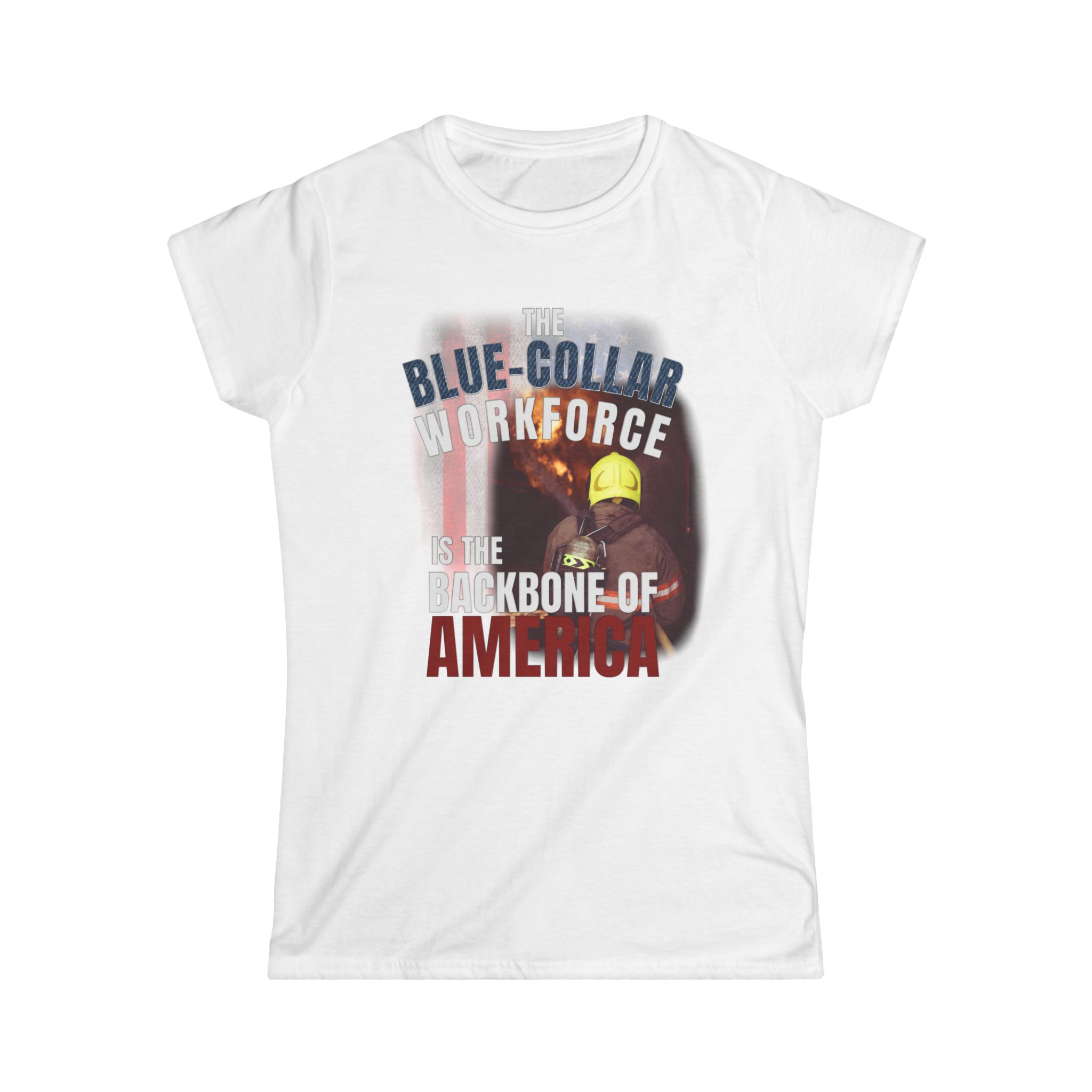 Blue-Collar Workforce Women's Tee — "The Blue-Collar Workforce is the Backbone of America" Patriotic Workwear Shirt