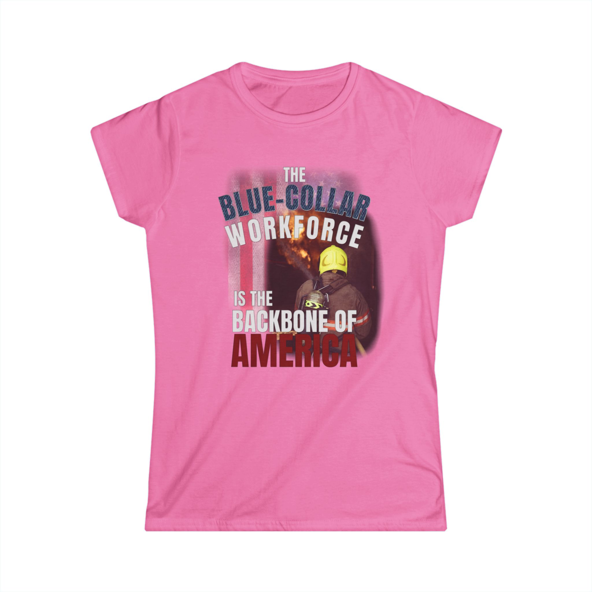 Blue-Collar Workforce Women's Tee — "The Blue-Collar Workforce is the Backbone of America" Patriotic Workwear Shirt - Image 11