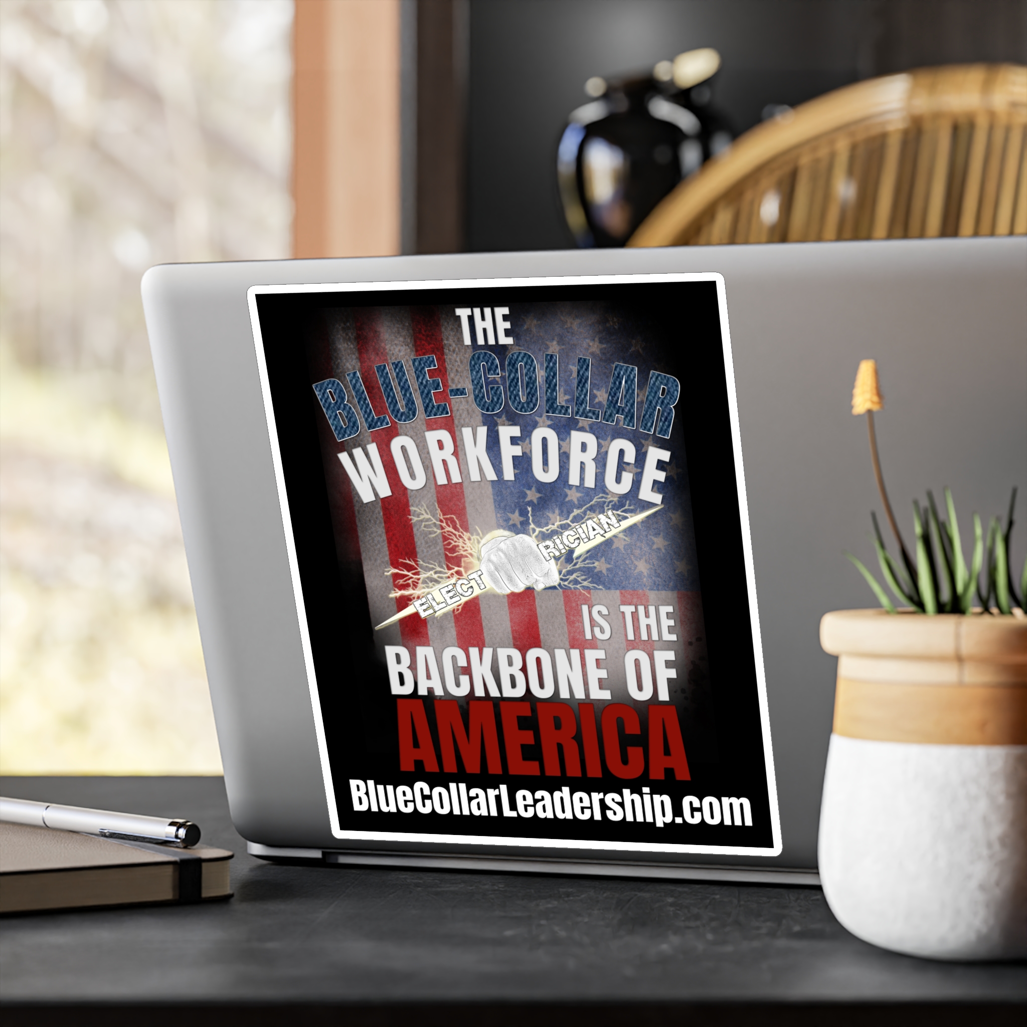 Blue-Collar Workforce Vinyl Sticker — "The Backbone of America" Electrician Kiss-Cut Decal - Image 3