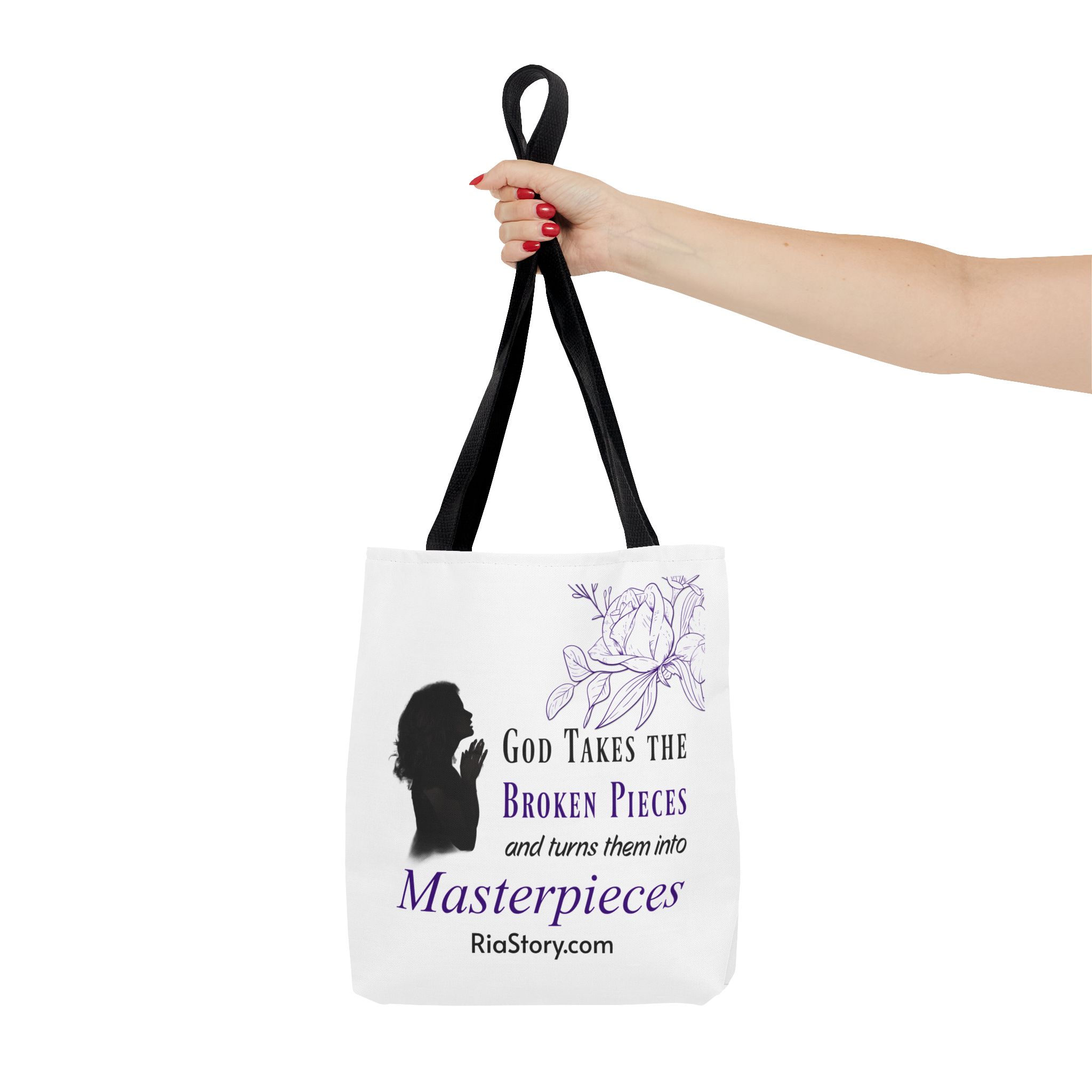 Inspirational Faith Tote Bag - "God Takes the Broken Pieces and Turns Them Into Masterpieces" - Image 10